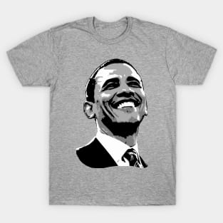 Barack Obama Smile Grayscale Pop Art T-Shirt